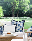 Kapalei Ravenala Scallops, Indoor/Outdoor Green Pillow Cover, with Fringe, 20"x20"