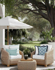 Kapalei Ravenala Scallops, Indoor/Outdoor Green Pillow Cover, with Fringe, 20"x20"