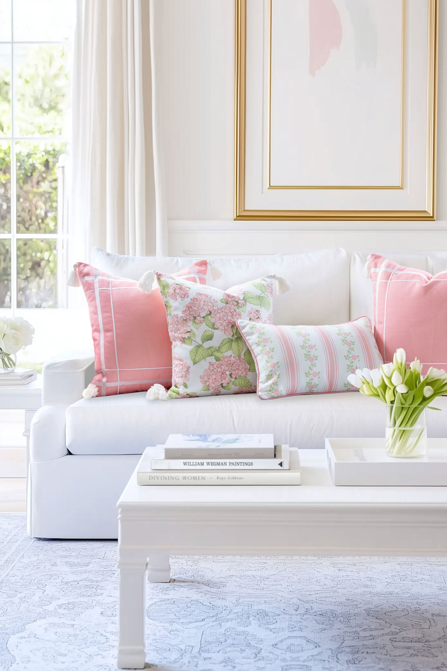 Coastal Indoor Outdoor Throw Pillow Cover Only, Sketch Hydrangea Flower, Blush Pink Green, 18