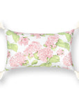 Coastal Indoor Outdoor Lumbar Pillow Cover Only, Sketch Hydrangea Flower, Blush Pink Green, 12"x20"