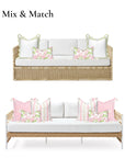 Coastal Indoor Outdoor Lumbar Pillow Cover Only, Sketch Hydrangea Flower, Blush Pink Green, 12"x20"