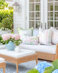 Coastal Indoor Outdoor Lumbar Pillow Cover Only, Sketch Hydrangea Flower, Blush Pink Green, 12"x20"