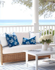 Coastal Indoor Outdoor Throw Pillow Cover Only, Hydrangea Flower, Navy Blue, 20"x20"