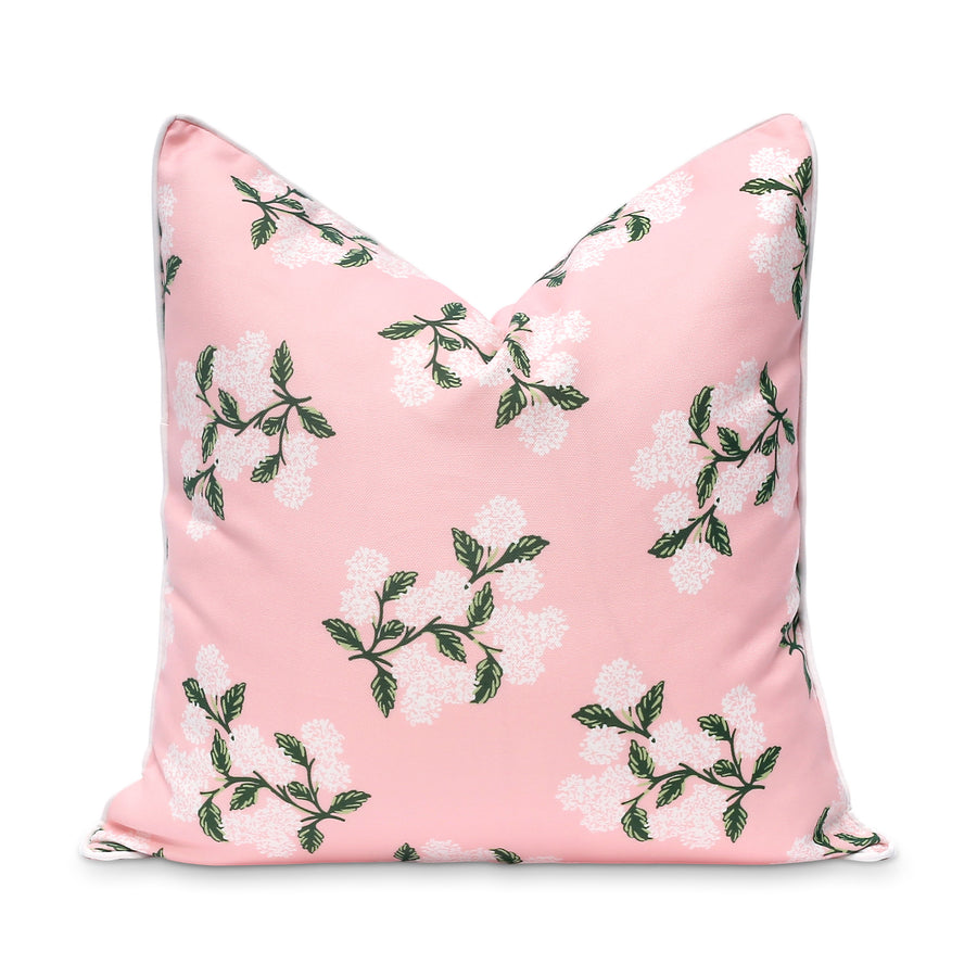 Coastal Indoor Outdoor Throw Pillow Cover Only, Hydrangea Flower, Blush Pink, 20