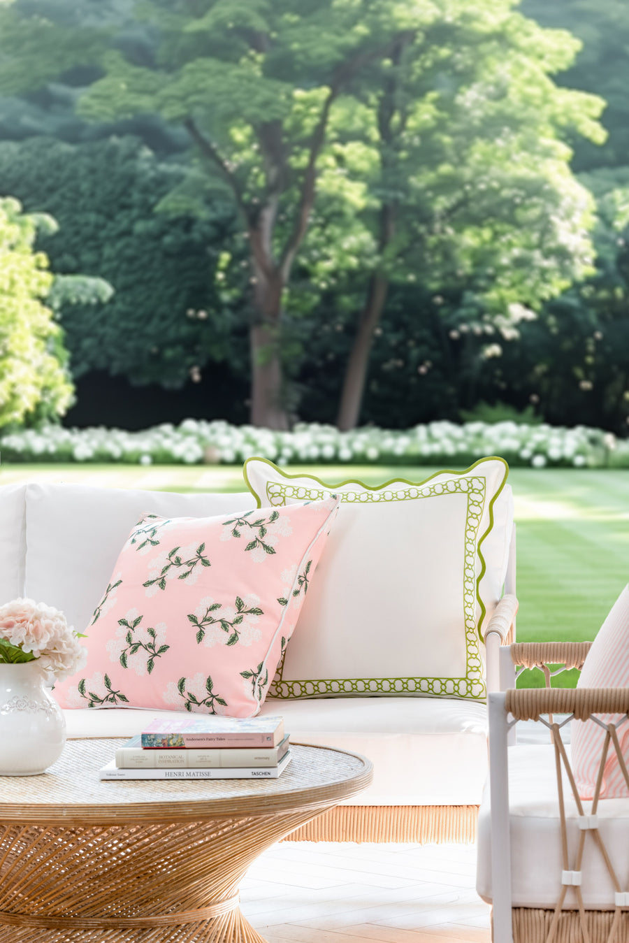 Coastal Indoor Outdoor Throw Pillow Cover Only, Hydrangea Flower, Blush Pink, 20