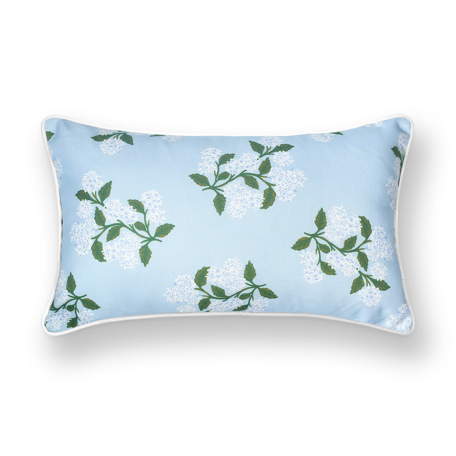 Coastal Indoor Outdoor Lumbar Pillow Cover Only, Hydrangea Flower A, Baby Blue, 12
