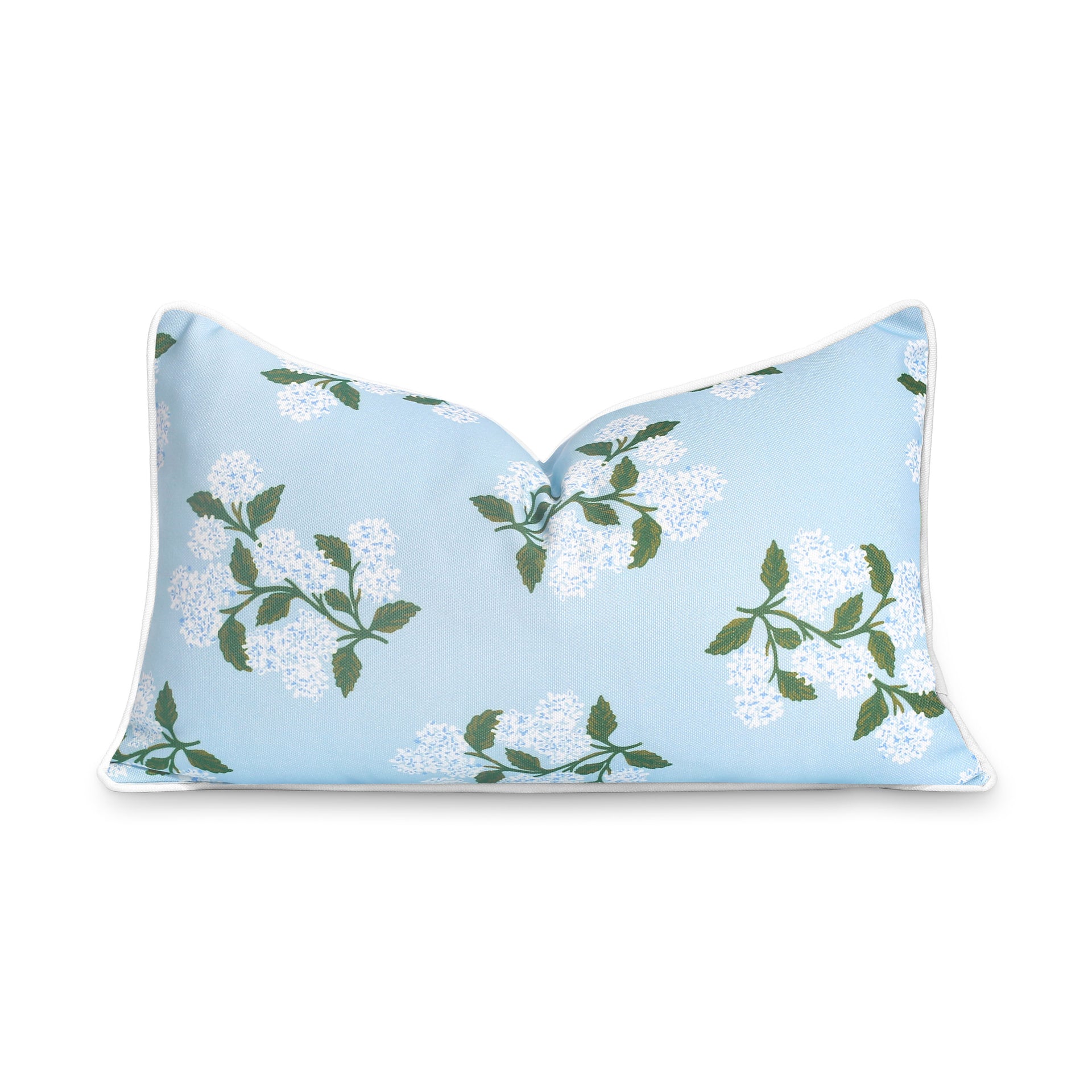 Coastal Blue Outdoor Pillow Cover, Hydrangea Flower A, Baby Blue