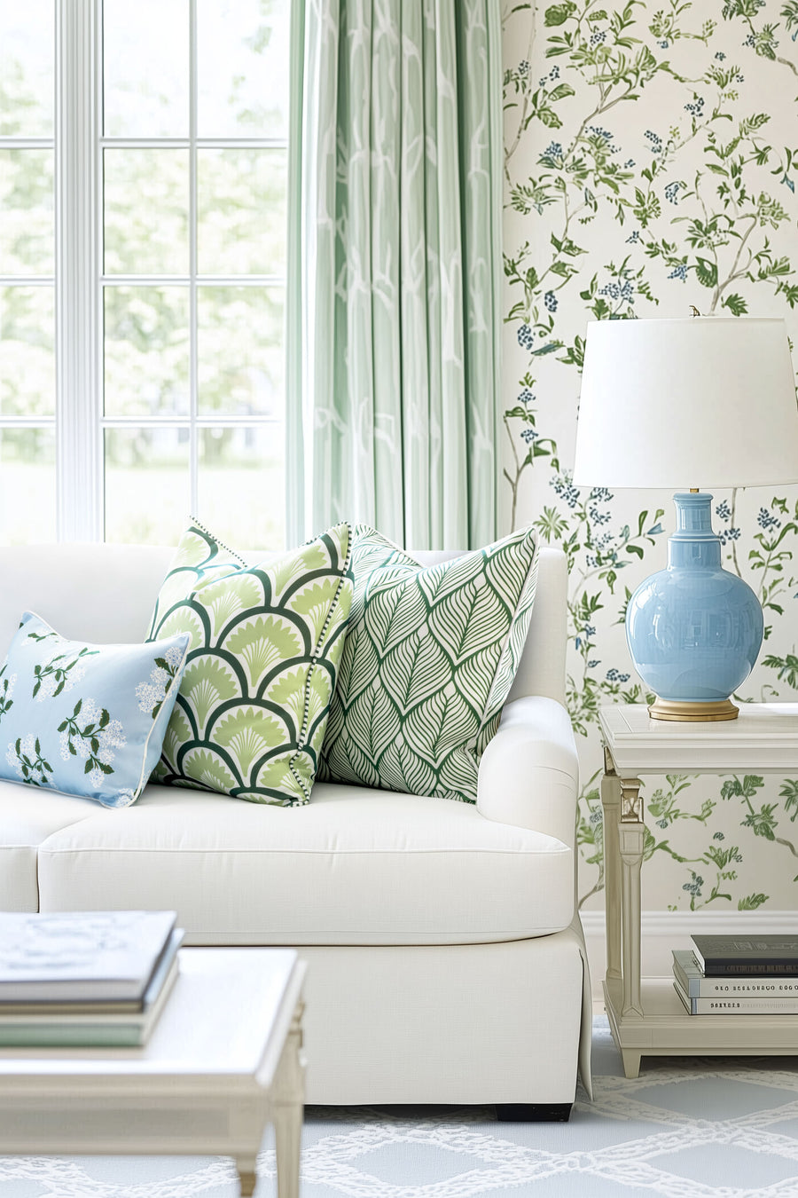 Coastal Indoor Outdoor Lumbar Pillow Cover Only, Hydrangea Flower A, Baby Blue, 12