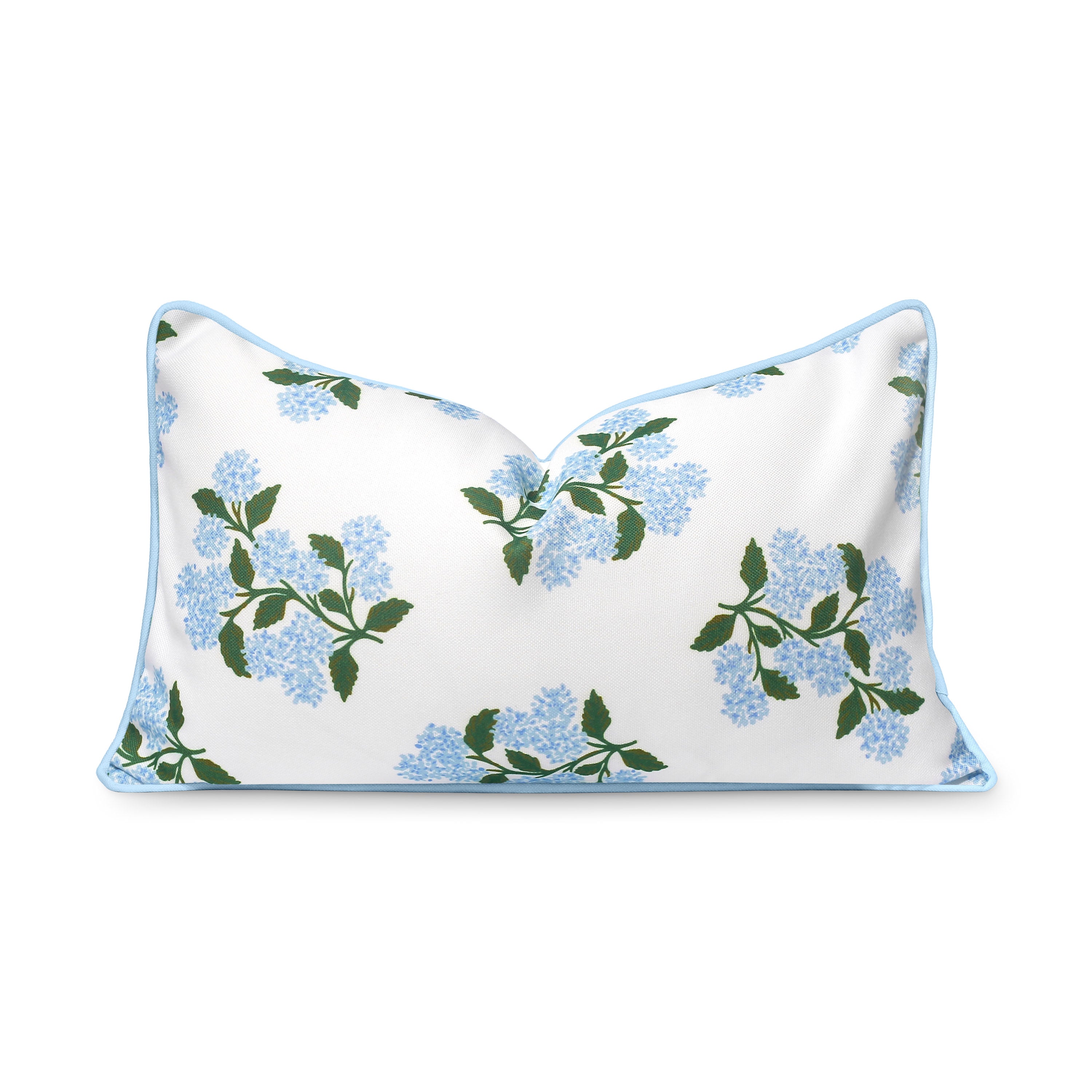 Coastal Indoor Outdoor Lumbar Pillow Cover Only, Hydrangea Flower B, Baby Blue, 12
