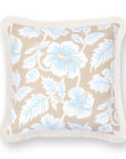 Coastal Indoor Outdoor Throw Pillow Cover Only, Tropical Hisbucs Flowers, Tan Baby Blue, 20"x20"
