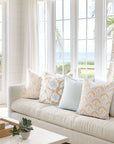 Coastal Indoor Outdoor Throw Pillow Cover Only, Tropical Hisbucs Flowers, Tan Baby Blue, 20"x20"