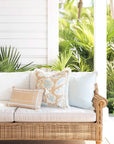 Coastal Indoor Outdoor Throw Pillow Cover Only, Tropical Hisbucs Flowers, Tan Baby Blue, 20"x20"