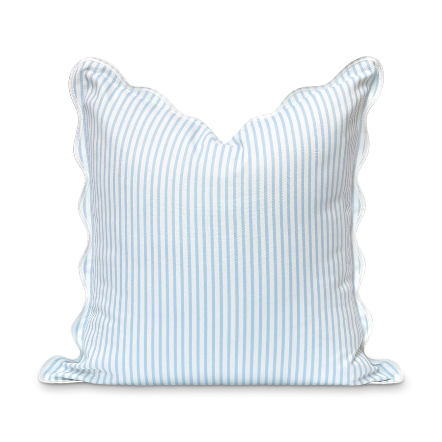 Coastal Indoor Outdoor Scalloped Throw Pillow Cover Only, Stripes A, Baby Blue, 20
