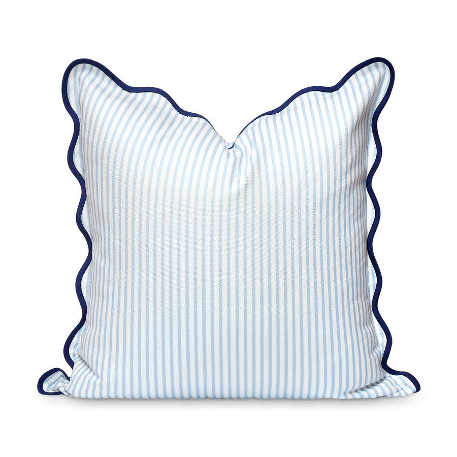 Coastal Indoor Outdoor Scalloped Throw Pillow Cover Only, Stripes B, Baby Blue, 20