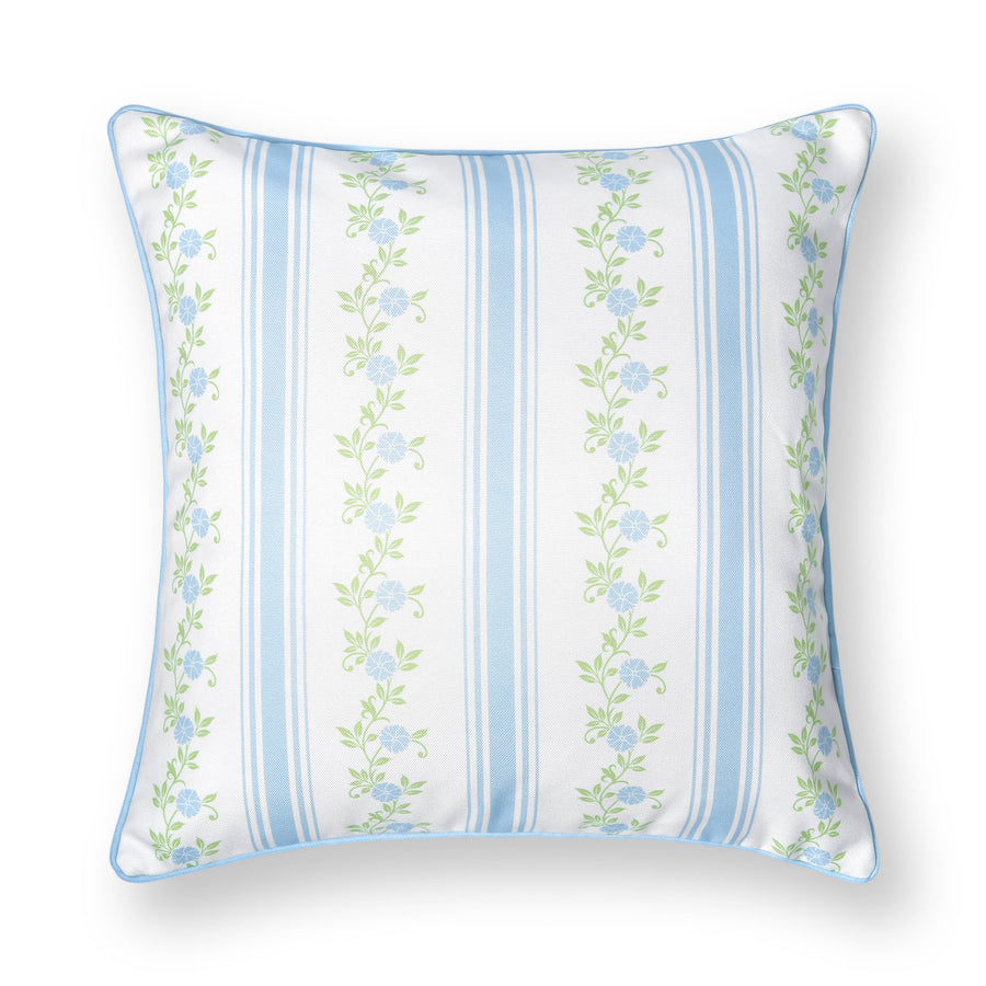 Coastal Indoor Outdoor Throw Pillow Cover Only, Stripe Floral, Baby Blue, 20