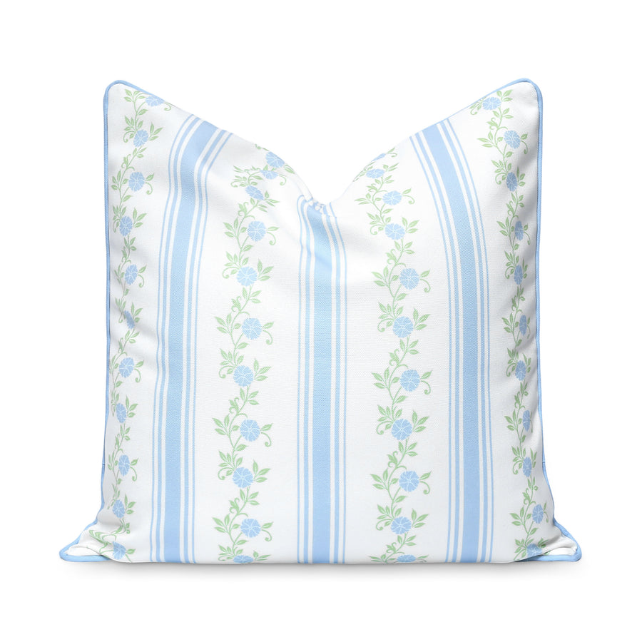 Coastal Indoor Outdoor Throw Pillow Cover Only, Stripe Floral, Baby Blue, 20