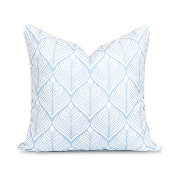 Coastal Indoor Outdoor Throw Pillow Cover Only, Geometric Leaves, Baby Blue, 20
