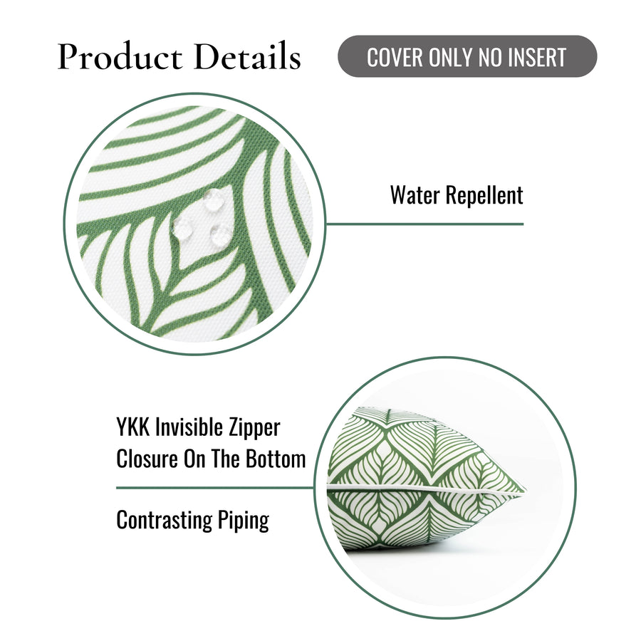 Coastal Indoor Outdoor Throw Pillow Cover Only, Geometric Leaves, Green, 20