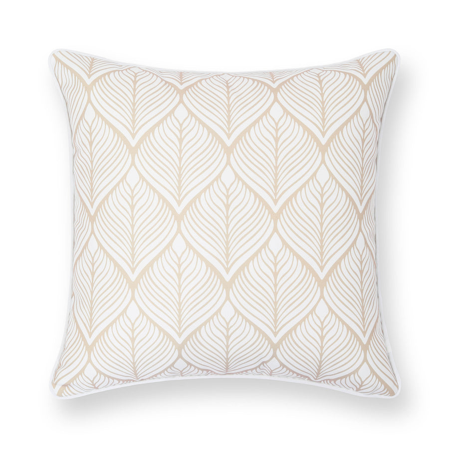 Coastal Indoor Outdoor Throw Pillow Cover Only, Geometric Leaves, Neutral Tan, 20