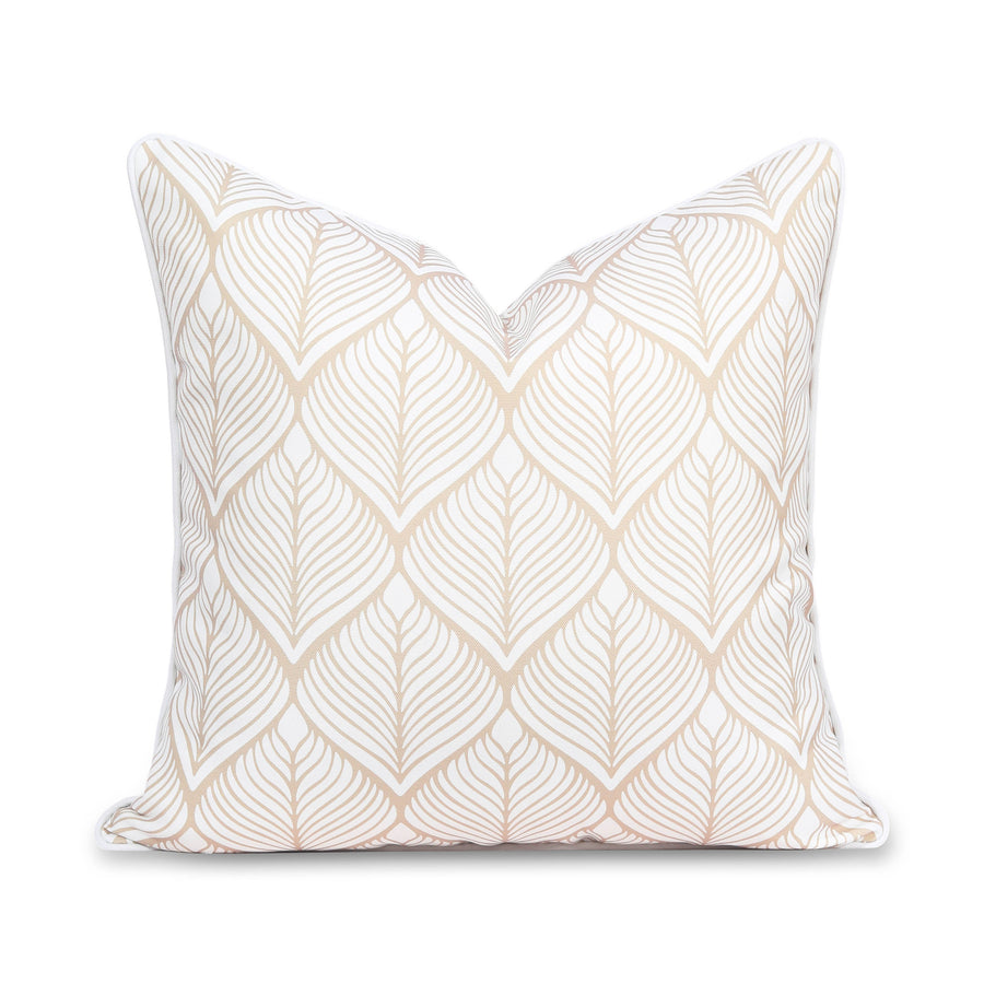 Coastal Indoor Outdoor Throw Pillow Cover Only, Geometric Leaves, Neutral Tan, 20