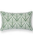 Coastal Indoor Outdoor Lumbar Pillow Cover Only, Geometric Leaves, Green, 12"x20"