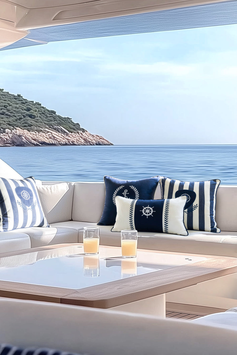 Coastal Indoor Outdoor Throw Pillow Cover Only, Nautical Yacht Anchor, Navy Blue, 18