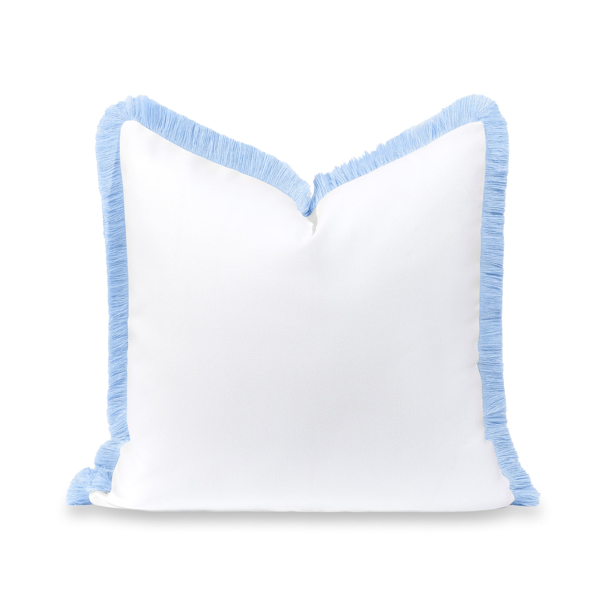 Coastbay, Indoor/Outdoor Blue and White Throw Pillow Cover, Solid with Fringe, 22&quot;x22&quot;