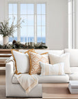 Coastbay, Indoor/Outdoor Tan White Pillow Cover, Solid with Fringe, 22"x22"