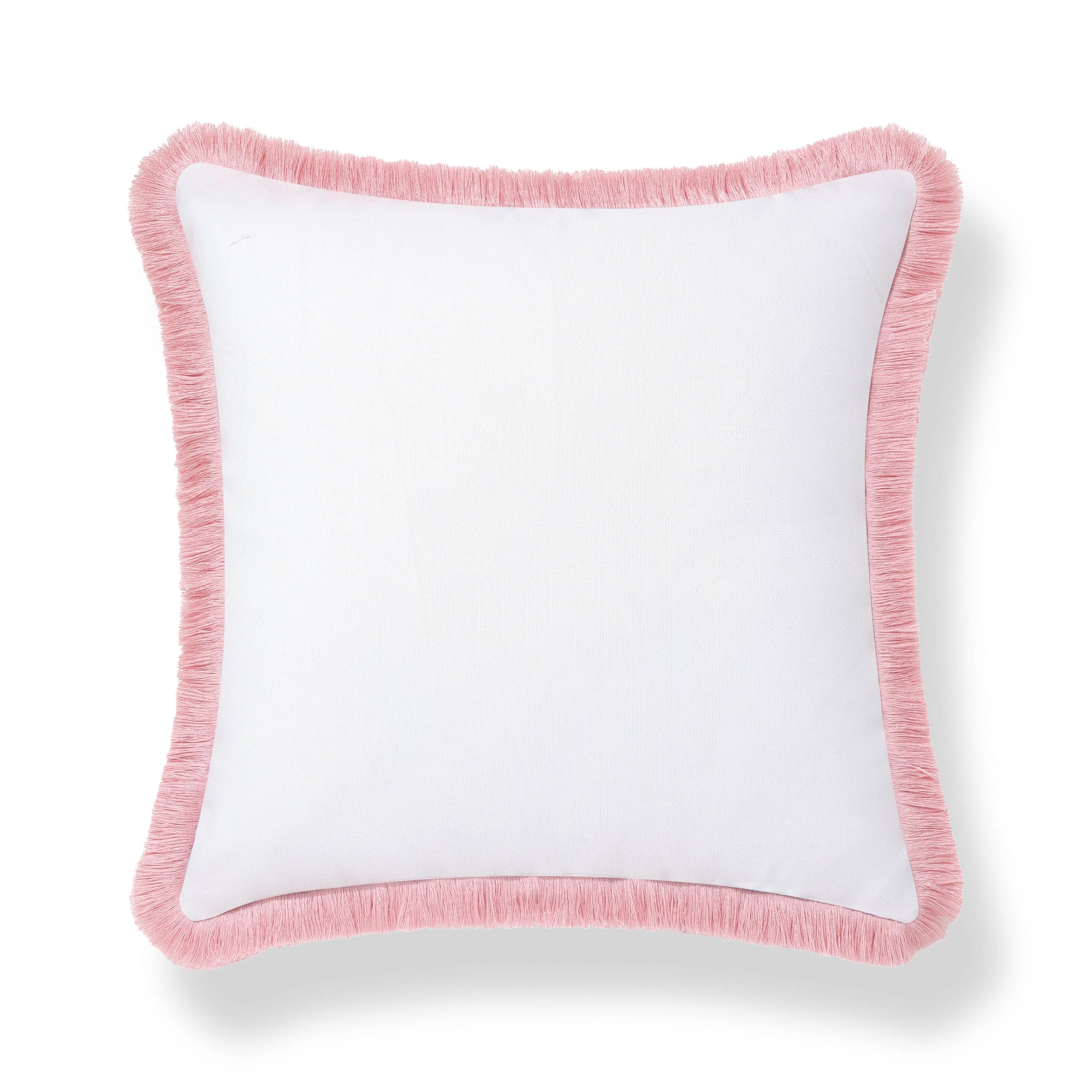 Coastbay, Indoor/Outdoor Pink White Pillow Cover, Solid with Fringe, 22&quot;x22&quot;