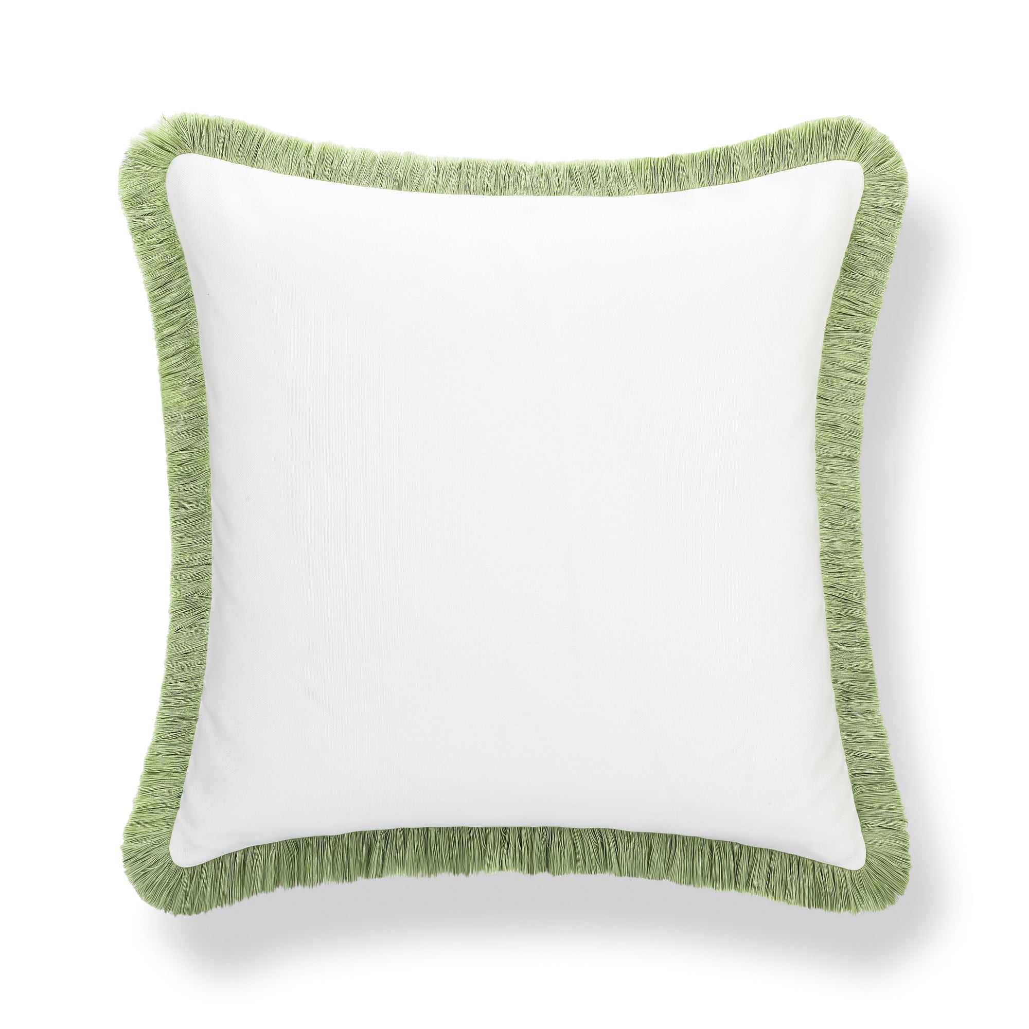 Coastbay, Indoor/Outdoor Grass Green White Throw Pillow Cover, with Fringe, 22"x22"