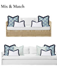 Coastbay, Indoor/Outdoor Navy White Lumbar Pillow Cover, Solid with Fringe, 12"x20"