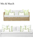 Coastbay, Indoor/Outdoor Grass Green White Lumbar Pillow Cover, with Fringe, 12"x20"
