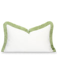 Coastbay, Indoor/Outdoor Grass Green White Lumbar Pillow Cover, with Fringe, 12"x20"