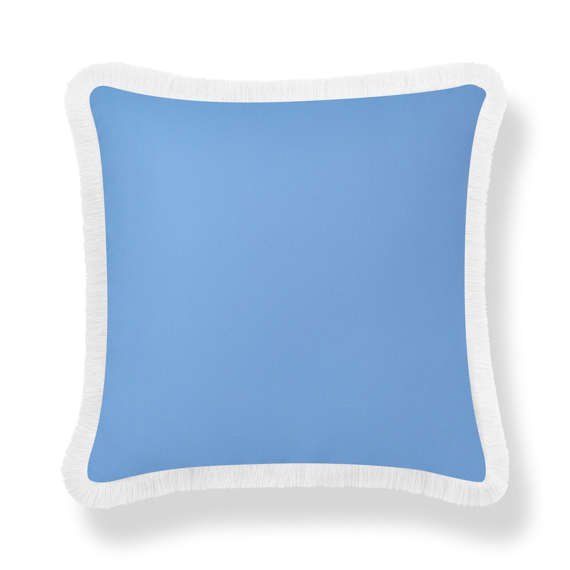 Baylin, Indoor/Outdoor Blue Pillow Cover, Solid with Fringe, 22&quot;x22&quot;