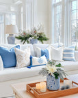 Baylin, Indoor/Outdoor Blue Pillow Cover, Solid with Fringe, 22"x22"