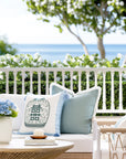 Baylin, Indoor/Outdoor Green Pillow Cover, Solid with Fringe, 22"x22"