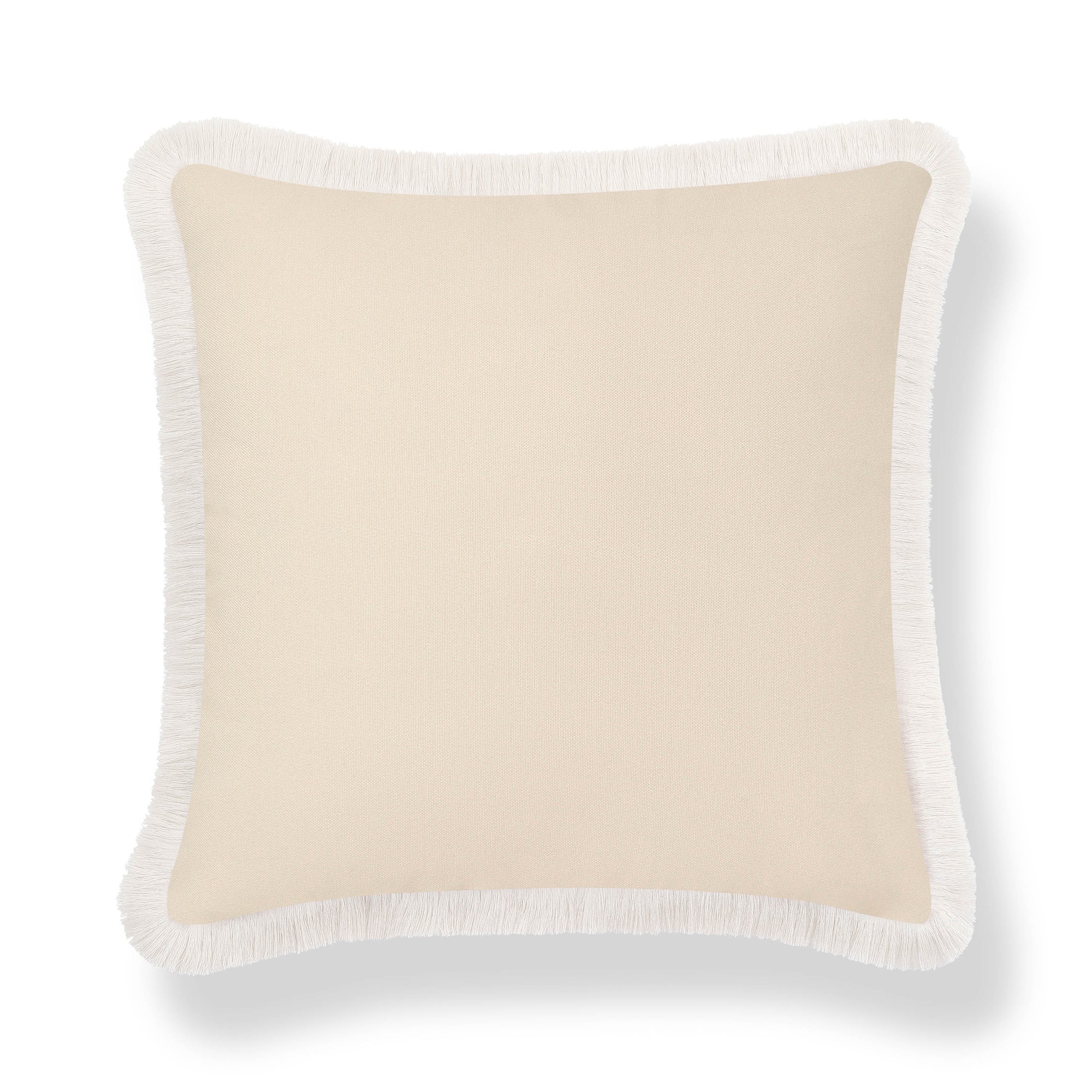 Baylin, Indoor/Outdoor Tan Throw Pillow Cover, Solid with Fringe, 22&quot;x22&quot;