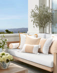 Baylin, Indoor/Outdoor Tan Throw Pillow Cover, Solid with Fringe, 22"x22"