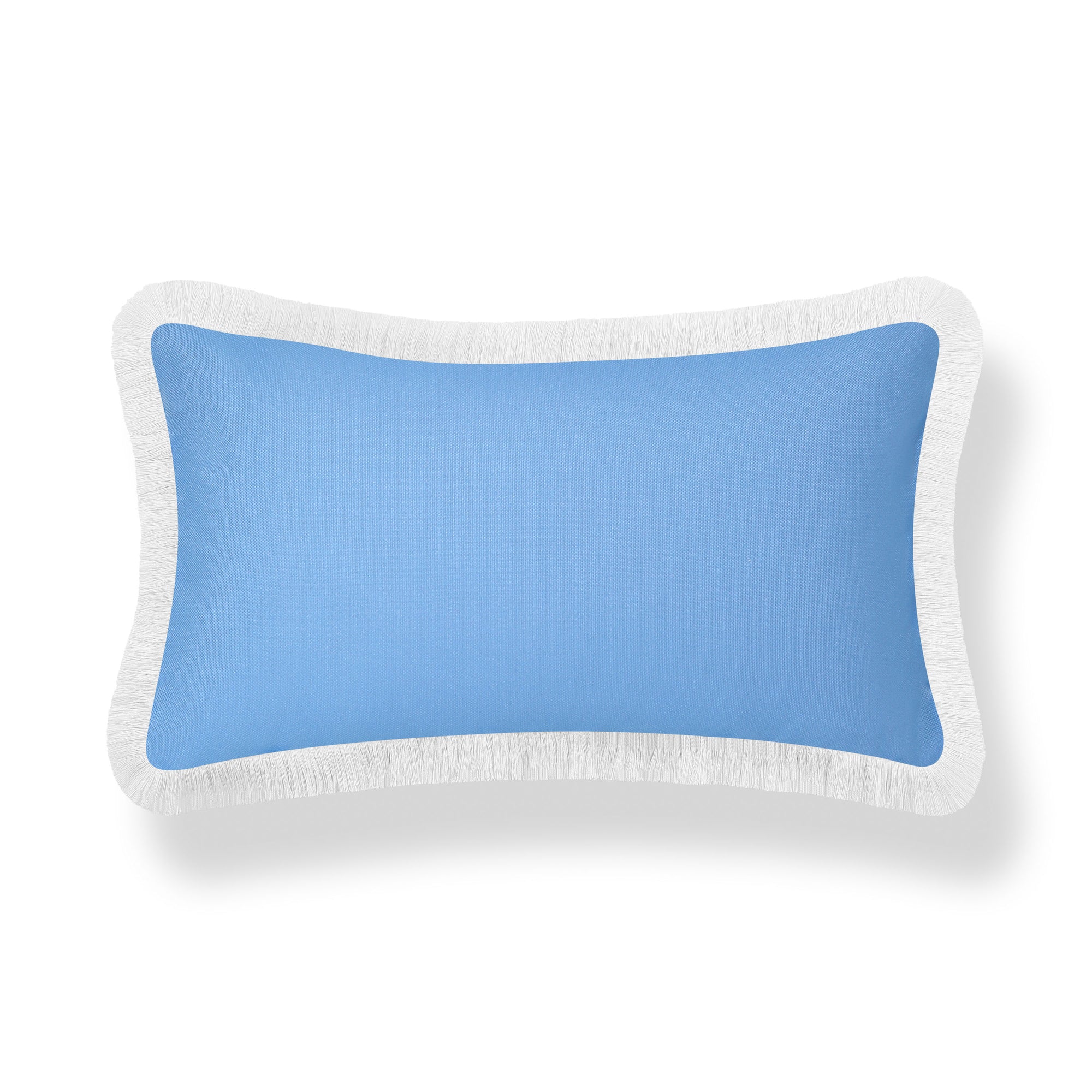 Baylin, Indoor/Outdoor Blue Lumbar Pillow Cover, Solid with Fringe, 12&quot;x20&quot;