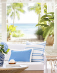Baylin, Indoor/Outdoor Blue Lumbar Pillow Cover, Solid with Fringe, 12"x20"