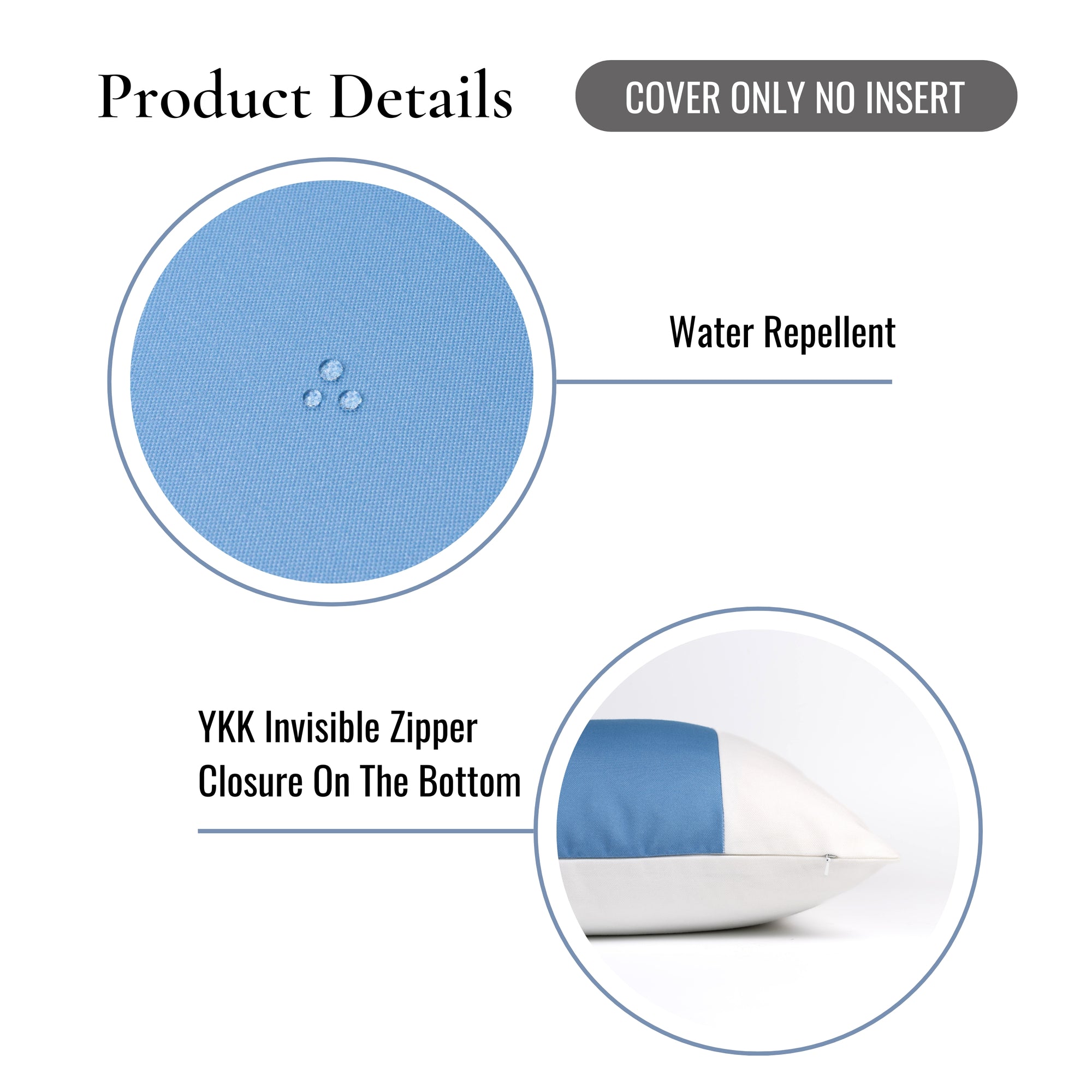 Cavelle Color Block, Indoor/Outdoor Blue and White Pillow Cover, 20&quot;x20&quot;