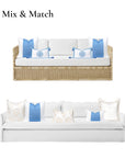 Cavelle Color Block, Indoor/Outdoor Blue and White Pillow Cover, 20"x20"