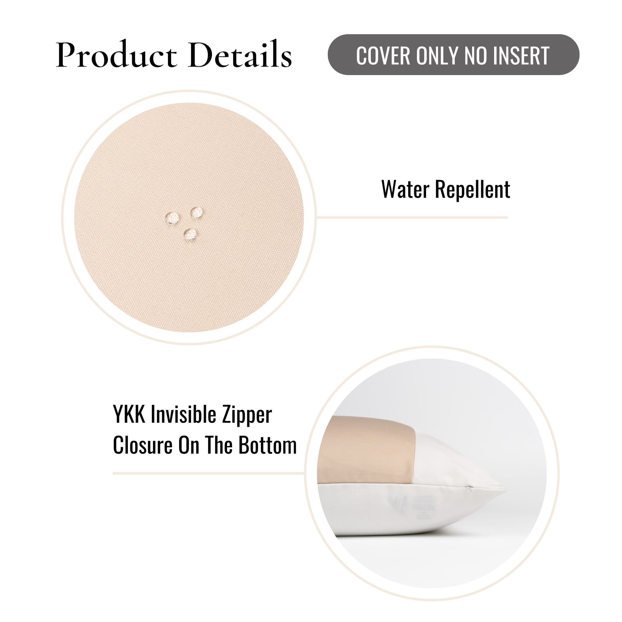 Cavelle Color Block, Indoor/Outdoor Tan Pillow Cover, 20&quot;x20&quot;