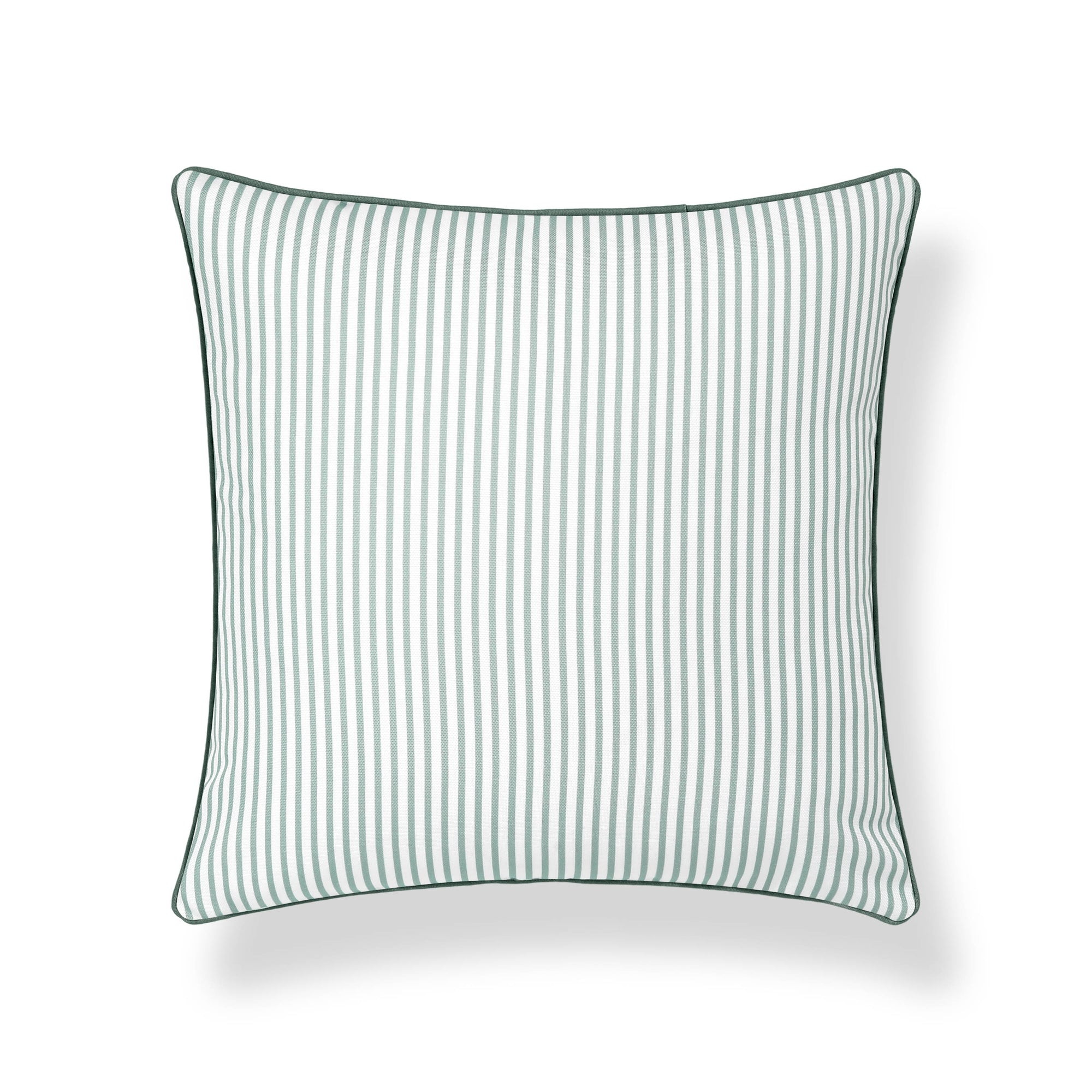 Coastline Stripes, Indoor/Outdoor Green Striped Pillow Cover, with Piping, 20&quot;x20&quot;