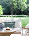 Coastline Stripes, Indoor/Outdoor Green Striped Pillow Cover, with Piping, 20"x20"
