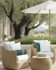 Coastline Stripes, Indoor/Outdoor Green Striped Pillow Cover, with Piping, 20"x20"