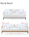 Coastline Stripes, Indoor/Outdoor Blue Striped Pillow Cover, with Pink Piping, 20"x20"