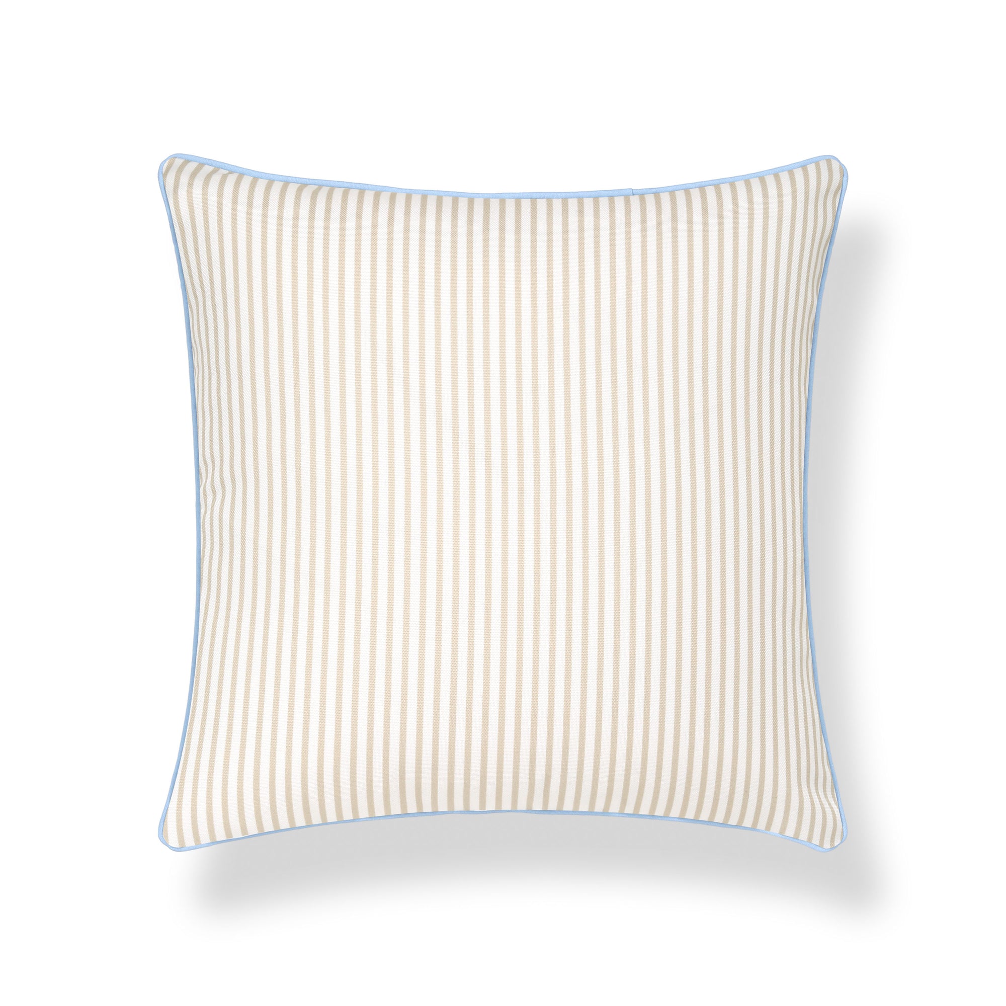 Coastline Stripes, Indoor/Outdoor Tan Striped Pillow Cover, with Piping, 20&quot;x20&quot;