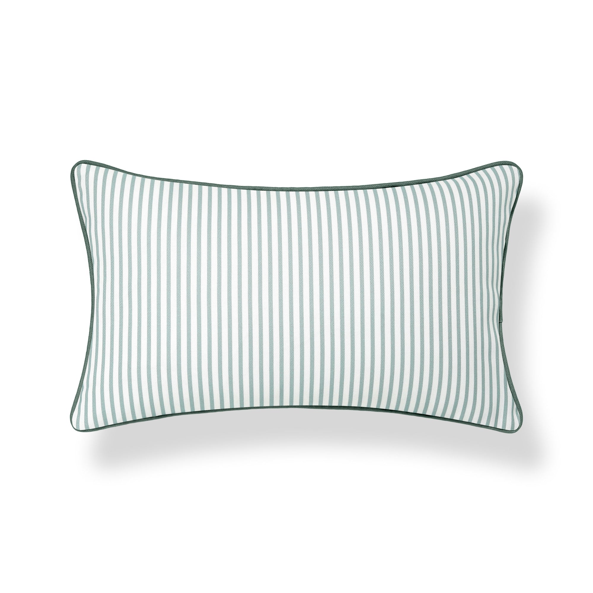 Coastline Stripes, Indoor/Outdoor Green Striped Lumbar Pillow Cover, with Piping, 12&quot;x20&quot;