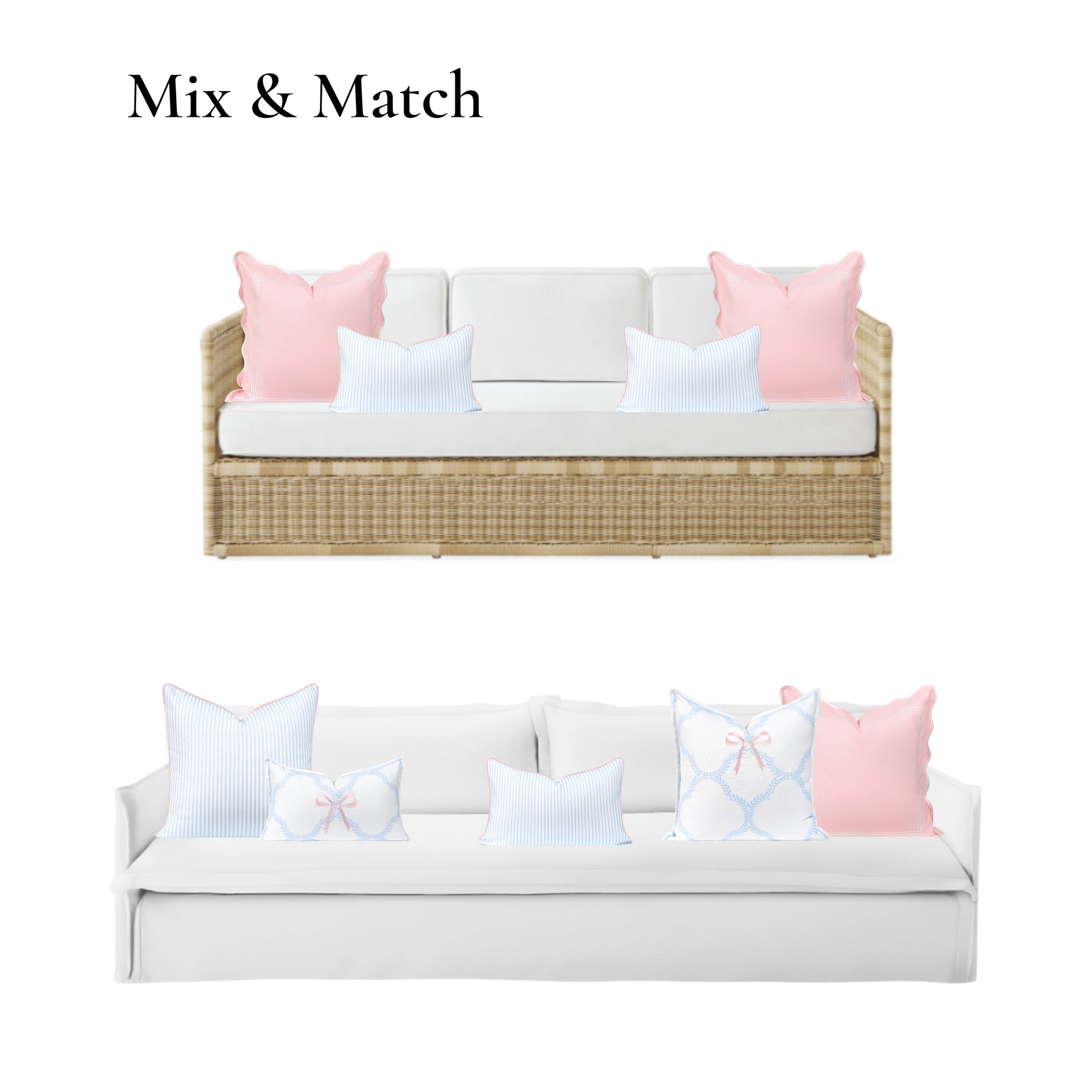 Coastline Stripes, Indoor/Outdoor Blue Striped Lumbar Pillow Cover, with Pink Piping, 12&quot;x20&quot;